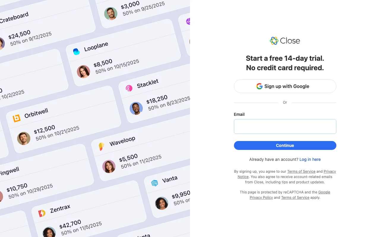 Close — The CRM built for closing, not data entry