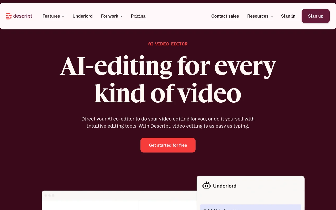 Descript — Edit video by editing text — AI handles the rest
