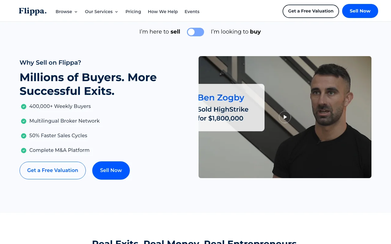 Flippa — Buy or sell online businesses with AI-powered valuations