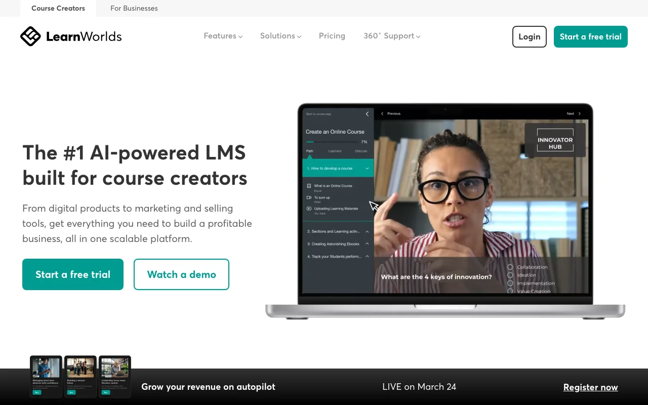 LearnWorlds — Build, sell, and deliver online courses with AI